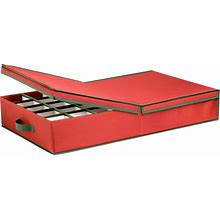 Ornament Storage Box With Dividers, Red/Green
