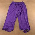 Amerimark Womens Large Purple Side-Tie Elastic Waist Cotton Capri