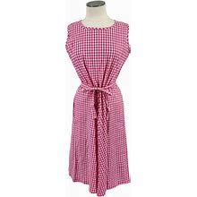 Vintage Dresses | Vintage 90S Pink Plaid Dress Women Size Small Sleeveless Belted Midi Cottage | Color: Pink/White | Size: S