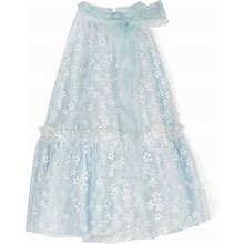 La Stupenderia - Elsa Floral-Print Tulle Dress - Kids - Silk/Acetate/Polyester/Viscose Satin - 6 Yrs - Blue