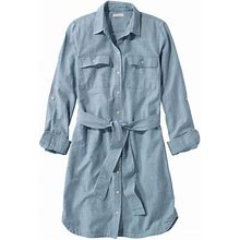 L.L.Bean | Women's Signature Camp Shirt Dress, Button-Front Chambray Large, Cotton, Petite