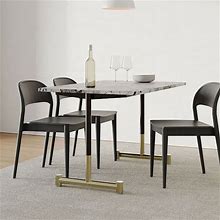 Dining Table, Top 32"X48" Sq, Black Faux Marble, Dining Ht ADA Base, Bronze/Bronze, West Elm