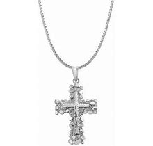Belk & Co Cross Pendant Necklace In Sterling Silver, 24 in