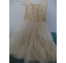 George Girls Yellow Size 7 Dress With Floral Embroidery