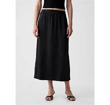 Women's Satin Midi Skirt By Gap Black Petite Size S