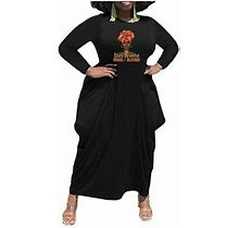 Wbjetr Women's Long Sleeve Pocket Dress Black Woman Afro Brave Blessed