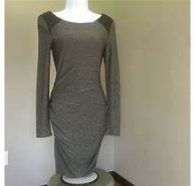 Guess Grey Ruched Dress. Xs. With Shoulder Detail