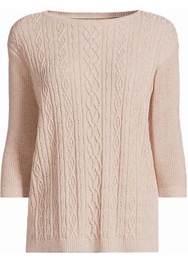 Women's Drifter Cotton Cable Stitch Sweater - Lands' End - Pink - S