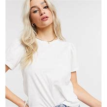 Vila Petite Puff Sleeve T-Shirt In Cream-White - White (Size: XL)