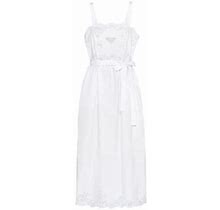Prada Women's Embroidered Poplin And Lace Dress - White - Size 10