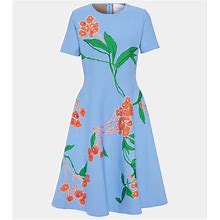 Carolina Herrera, Floral Midi Dress, Women, Blue, M, Dresses, Materialmix
