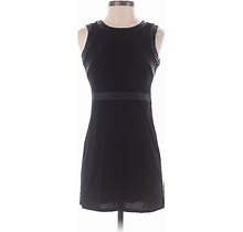 Un Deux Trois Casual Dress - Sheath Crew Neck Sleeveless: Black Print Dresses - Women's Size 5 Petite