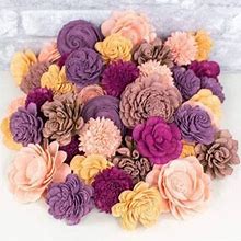 Sola Wood Flowers Multicolor Amarillo Sky Mini Dyed Assortment - Inspired By The Colors Of Sunset - Random Flower Sizes 2" To 3" 25 Pack
