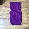 Topshop Women Purple Faux Wrap Sleeveless Dress Sz 6 Ruched Shoulders