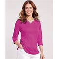 Blair Women's Essential Knit Notched Tee - Purple - 2XL - Womens