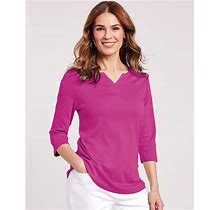 Blair Women's Essential Knit Notched Tee - Purple - 2XL - Womens
