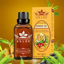 30Ml Ginger Massage Oil 100% Pure Natural Lymphatic Drainage Ginger Oil SPA Massage Oils Promote Blood Circulation Relieve Muscle Soreness And Swellin