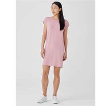 Eileen Fisher Fine Jersey Crew Neck Dress - Pink - Casual Dresses Size Small