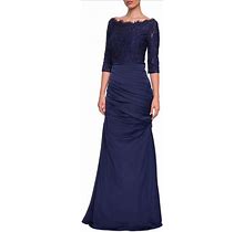 La Femme Dresses | La Femme Sparkle Lace Trumpet Gown In Navy Blue Size 20 | Color: Blue | Size: 20
