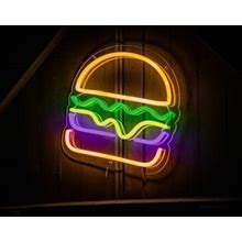 Burger Neon Sign - Neon For Cafe, Restaurant Decor, Burger Sign, Hamburger