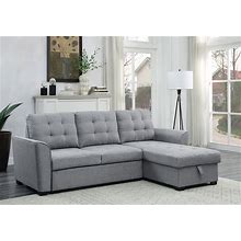 Lilola Home Avery Light Gray Linen Sleeper Sectional Sofa With Reversible Storage Chaise