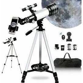 Givimo Telescope For Adults Astronomy, 400/70 Refractor Telescope For Kids Beginners, Portable Telescope With Tripod, Phone Adapter And Carry Bag, Whi
