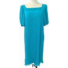 Michael Maiello For Pat Richards Pleated Dress Vintage Polyester Puff Sleeve