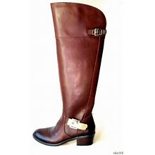 VINCE CAMUTO Brown Leather Buckled TALL Riding BOOTS 'Bocca' Wide Calf Fit New