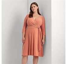 Ralph Lauren Surplice Jersey Dress - Size 24W In Pink Mahogany