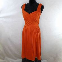 Eshakti Dresses | Fit & Flare Eshakti Orange Pumpkin Midi Dress Drape Bust V Neck And Back Lovely | Color: Orange | Size: 6