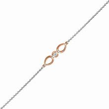 Zales Diamond Accent Solitaire Double Teardrop Anklet In Sterling Silver And 10K Rose Gold - 10"