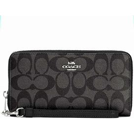 Coach Bags | Coach Wallet: Long Zip Around Wallet In Signature Canvas | Color: Black | Size: Os
