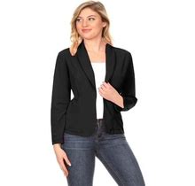 Women's Solid Casual Office Work Long Sleeve Open Front Blazer Jacket, Moa Collection.