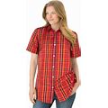 Plus Size Women's Perfect Short Sleeve Shirt By Woman Within In Classic Red Multi Plaid (Size 1X)