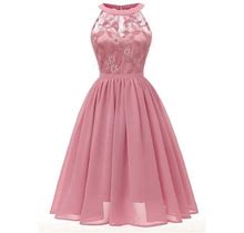 Noarlalf Dresses For Women Women Vintage Princess Floral Lace Tail Neckline Party Aline Swing Dress Prom Dress