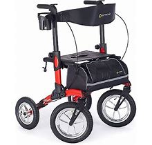 Comodita Tipo All Terrain Rolling Walker, Outdoor Wheeled Rollator With Extra Wide Seat And Brakes For Adults And Seniors, Easy Folding, 4 Wheel, Mod
