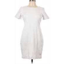 Banana Republic Cocktail Dress - Sheath High Neck Short Sleeves: White Print Dresses - Women's Size 10