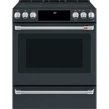 Cafe 30-In Glass Top 5 Burners 5.7-Cu Ft Self-Cleaning Air Fry Slide-In Smart Electric Range (Matte Black) | CES700P3MD1