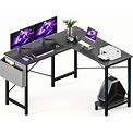 L Shaped Computer LAB Desk - Gaming Table Corner Desk 50 Inch PC Writing Black Desk Study Desks With Wooden Desktop CPU Stand Side Bag Reversible For