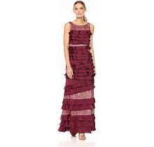 Adrianna Papell - Sleeveless Tiered Column Dress AP1E201734SC 6 / Black Cherry