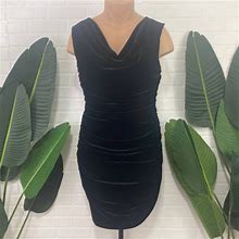 H&M Black Velvet Cowl Neck Sleeveless Dress