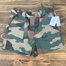 Forever 21 Bottoms | Forever 21 Girls Camouflage Shorts Paper Bag Waste Cloth Belts Nwt 13/14 | Color: Brown/Green | Size: 12G