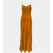 Asceno, Lyon Velvet Maxi Dress, Women, Gold, XL, Dresses, Silk