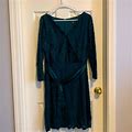 Sharagano Dresses | Dark Green Lace Midi Dress | Color: Green | Size: 12