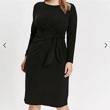 Ann Taylor Dresses | Black Side Tie Knotted Wrap Dress | Color: Black | Size: 0
