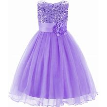 Jerrisapparel Little Girls' Sequin Mesh Flower Ball Gown Party Dress Tulle Prom