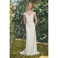 Tadashi Shoji Women's Ivory - Lace Embroidered Off-Shoulder Dress With Overskirt Size 14