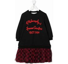Philosophy Di Lorenzo Serafini Kids - Embroidered-Logo Sweatshirt Dress - Kids - Polyamide/Spandex/Elastane/Cotton/Viscose/Polyamide - 8 - Black