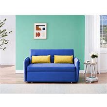 Convertible Sleeper Sofa Bed, Modern Velvet Sleeper Sofa Couch With 2 Pillows And Pull-Out Bed, 54" Small Love Seat Sofa Bed With Reclining Backrest &