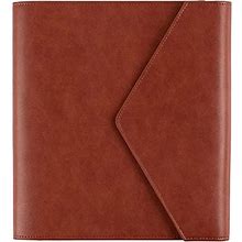 Vegan Leather Folio - Camel. Personal Organizer With 5 Pockets For Cards, Phone And Notepad And 1 Pen Loop. Secure Magnetic Flap Closure. Fits Most 7